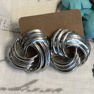 Vintage Silver Tone Metal Pierced Earrings